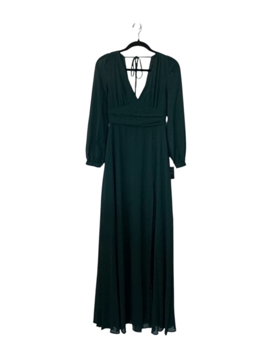 Lulus Dresses & Skirts - Lulus Women's Deep Green Long Sheer Sleeve V-Neck Peep Leg Maxi Dress Sz XS NWT